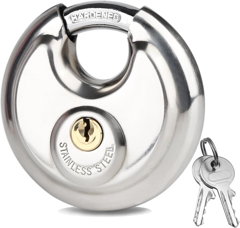Fuaxat Disc Lock for Storage Unit 2-3/4"(70mm), Stainless Steel Keyed Padlock with Keys, Outdoor Waterproof Storage Lock for Storage Locker, Shed, Gate, Fence, Heavy Duty Discus Keyed Pad Lock - Image 1
